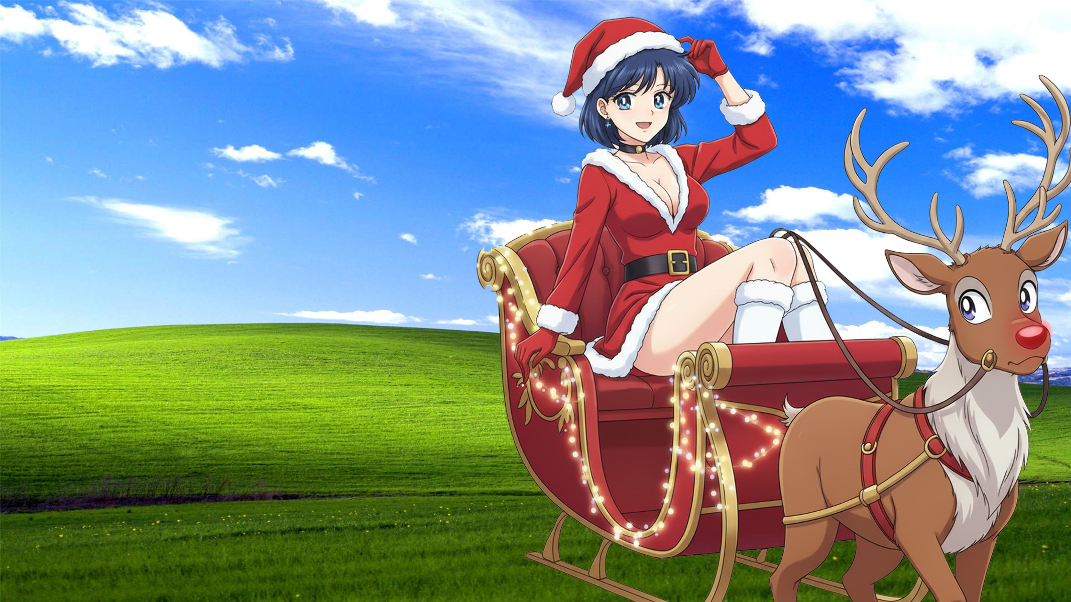 Weihnachtsschlitten-Sitz-Test